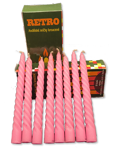 RETRO - Andělské svíčky kroucené růžové